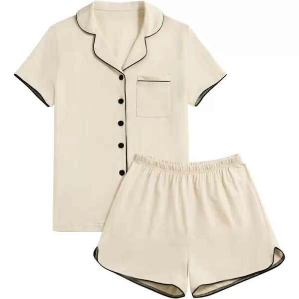 LYANER Women's Button Down Pajama Set Short Sleeve Nightwear Shorts Lounge Sets