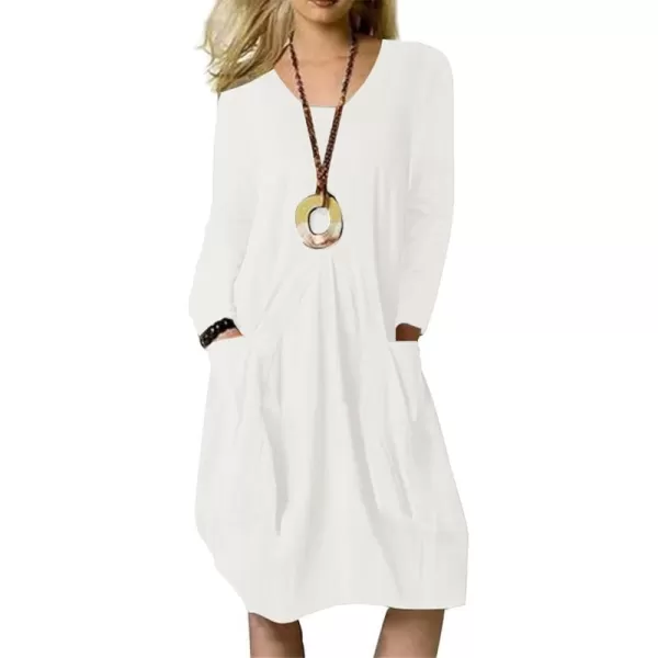 LYANER Women's Casual Crewneck Long Sleeve Loose Fit Midi Dress with Pocket