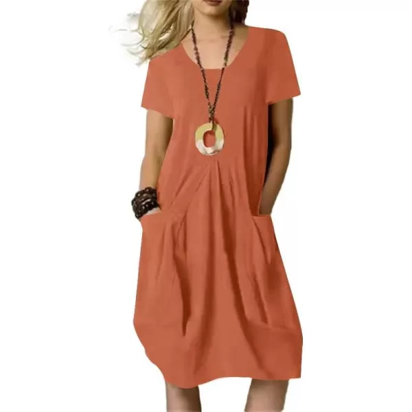 LYANER Women's Casual Crewneck Short Sleeve Loose Fit Midi Dress with Pocket