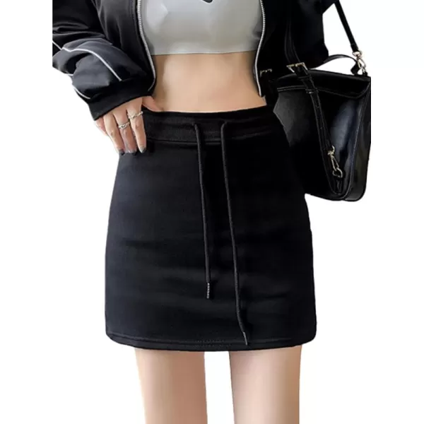 LYANER Women's Casual Drawstring High Waist Mini Short Skirt with Zipper Pockets