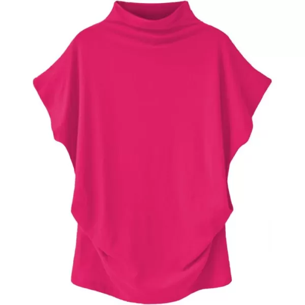 LYANER Women's Casual Mock Neck Ruffle Short Sleeve Summer Blouse Shirt Top