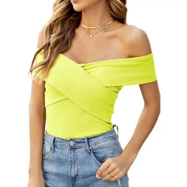 LYANER Women's Casual V Neck Puff Short Sleeve Shirt Blouses Tunic Top