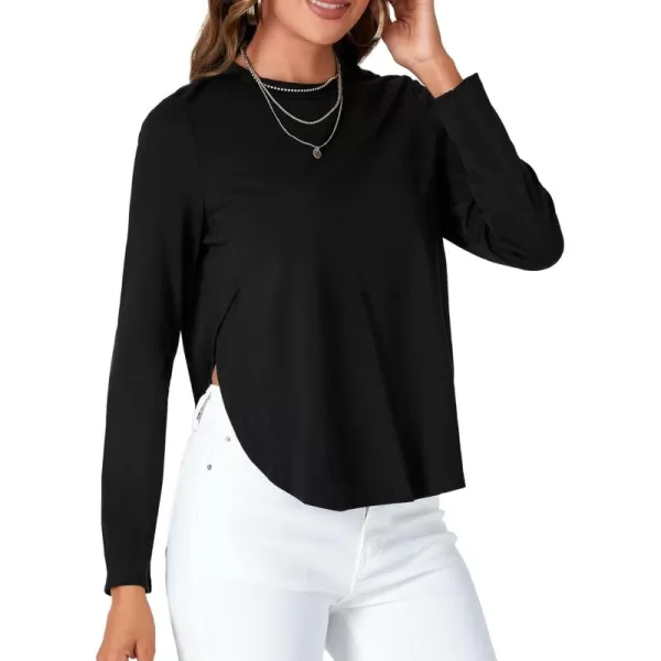 LYANER Women's Casual V Neck Puff Short Sleeve Shirt Blouses Tunic Top
