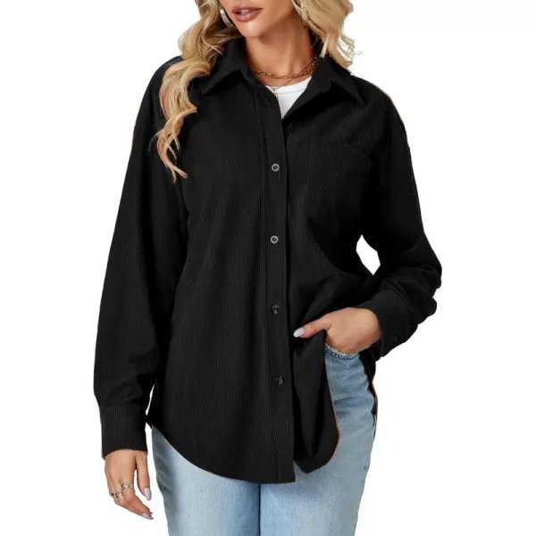 LYANER Women's Corduroy Button Down Long Sleeve Oversized Jacket with Pocket