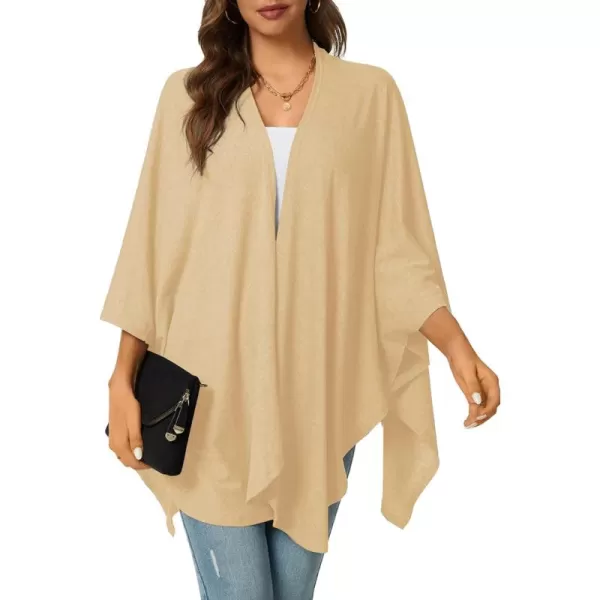 LYANER Women's Drape Front Open Irregular Hem 3/4 Batwing Sleeve Knitted Cardigan Outwear Coat