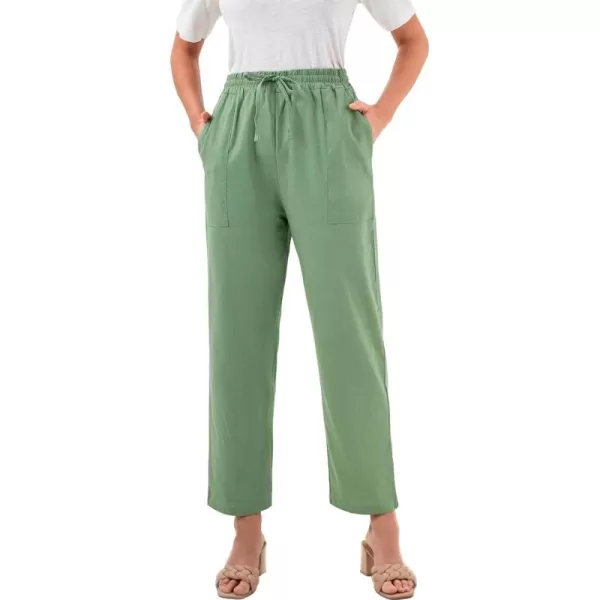 LYANER Women's Elastic High Waist Straight Leg Casual Long Pants with Pockets