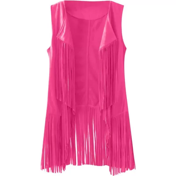 LYANER Women's Faux Suede Tassels Vest Cardigan Open-Front Vest Cardigan Jacket