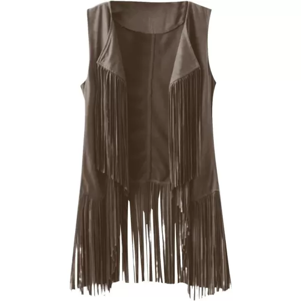LYANER Women's Faux Suede Tassels Vest Cardigan Open-Front Vest Cardigan Jacket