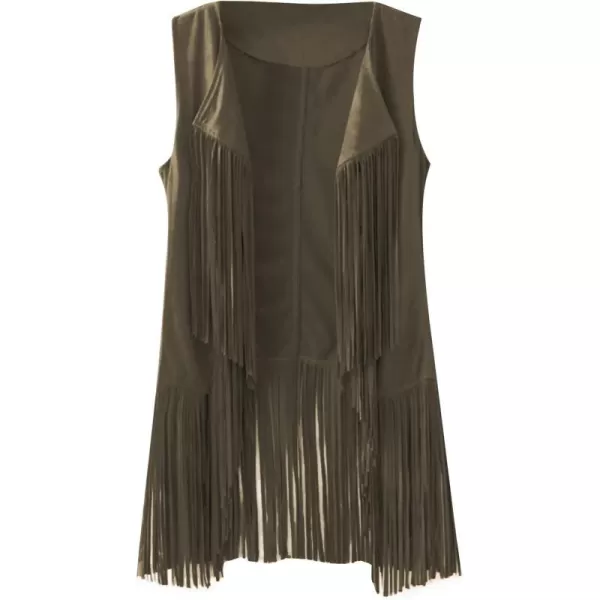 LYANER Women's Faux Suede Tassels Vest Cardigan Open-Front Vest Cardigan Jacket