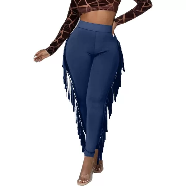 LYANER Women's High Waist Fringe Jogger Sweatpants Tassels Side Bodycon Pants