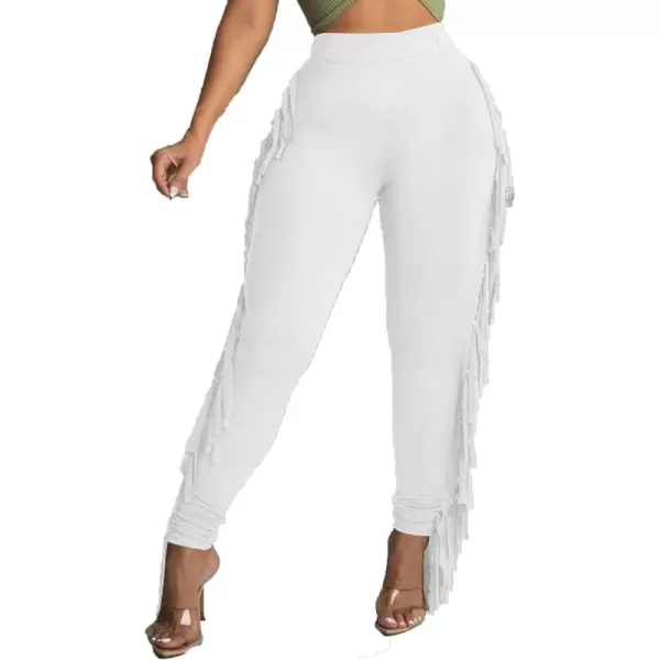 LYANER Women's High Waist Fringe Jogger Sweatpants Tassels Side Bodycon Pants