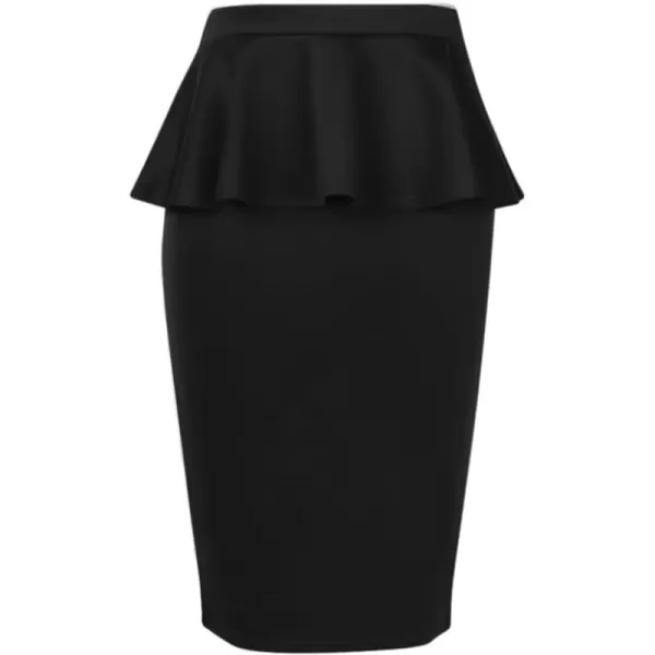 LYANER Women's High Waist Ruffle Peplum Midi Pencil Skirt Bodycon Business Skirts
