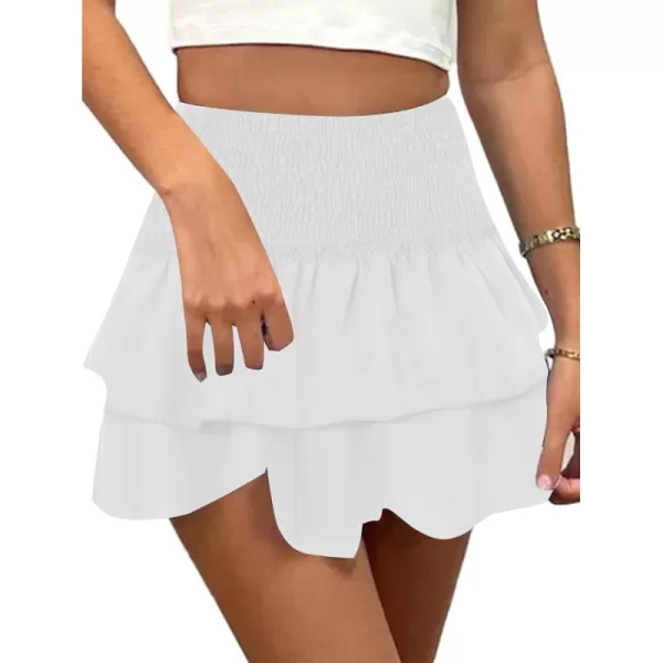 LYANER Women's High Waist Tiered Layer Ruched Ruffle Hem Floral Printed Mini Skirt