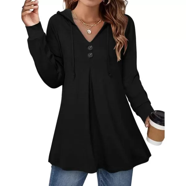 LYANER Women's Hoodies V Neck Long Sleeve Peplum Blouse Shirt Top