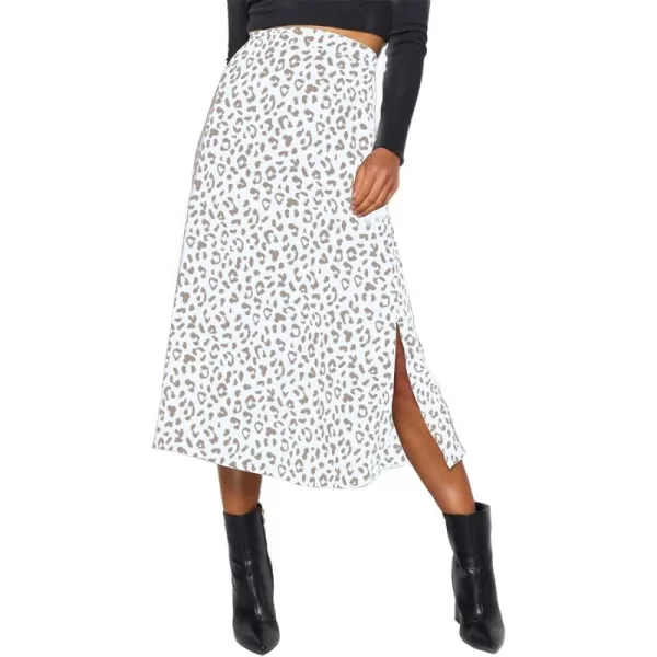 LYANER Women's Leopard Print Side Split High Waist Zipper Midi Skirt