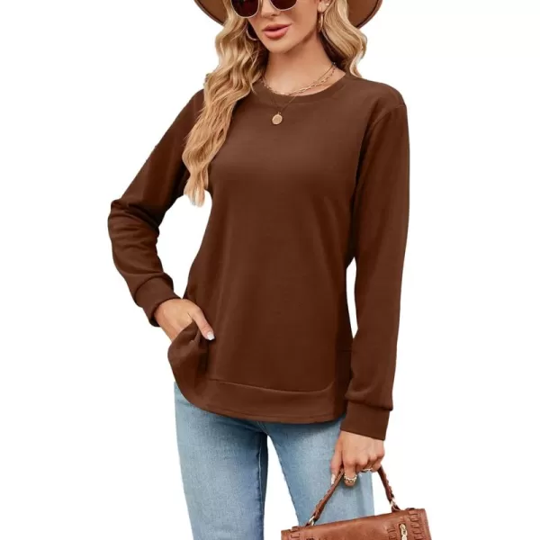 LYANER Women's Long Sleeve Crew Neck Pullover Solid Tunic Sweatshirt Top