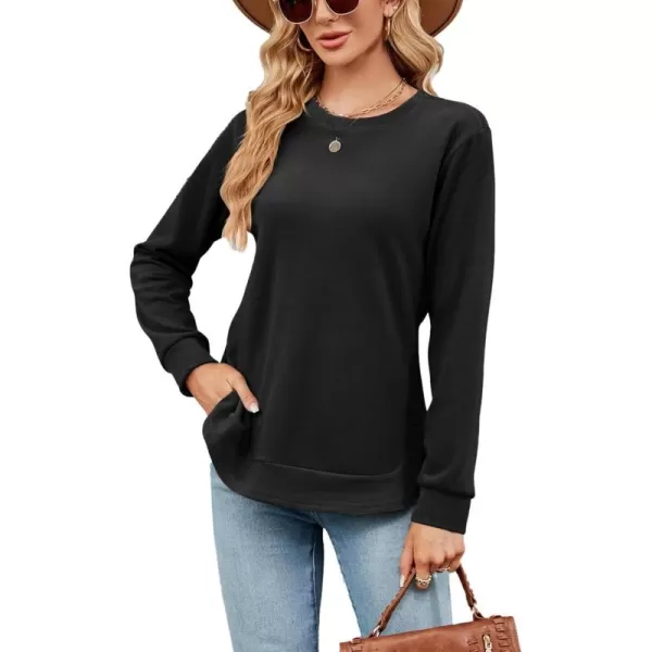 LYANER Women's Long Sleeve Crew Neck Pullover Solid Tunic Sweatshirt Top