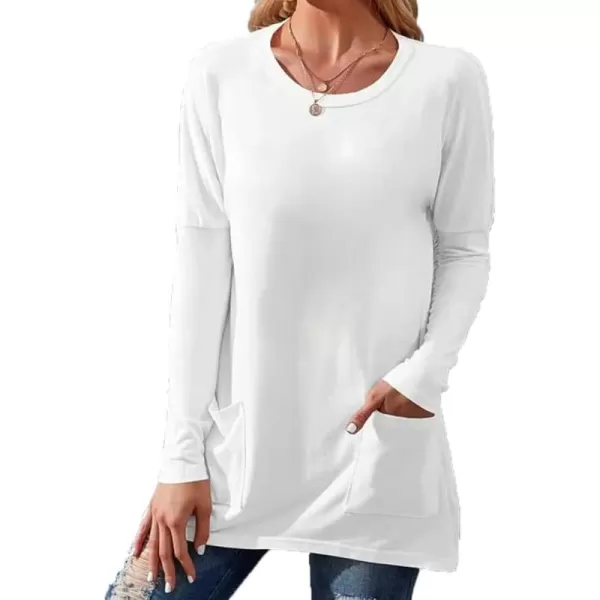 LYANER Women's Loose Scoop Neck Long Sleeve Blouse Shirt Top with Pockets