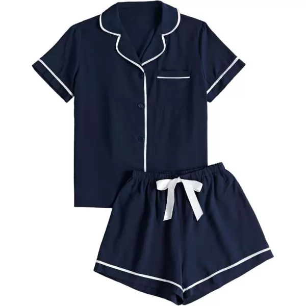 LYANER Women's Modal Pajamas Set Pocket Short Sleeve Shirt with Shorts Set PJS Sleepwear Loungwear
