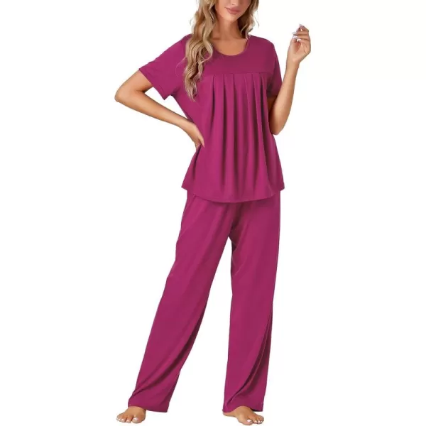 LYANER Women's Pajamas Short Sleeve Sleepwear with Pants Set Soft Pj Loungewear Set