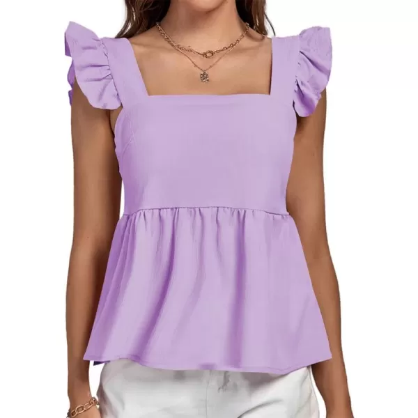 LYANER Women's Ruffle Strap Sleeveless Square Neck Summer Tank Top Peplum Blouse