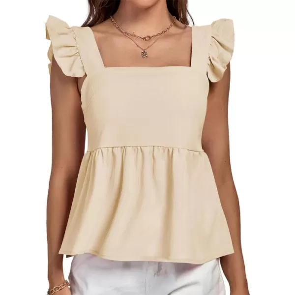 LYANER Women's Ruffle Strap Sleeveless Square Neck Summer Tank Top Peplum Blouse