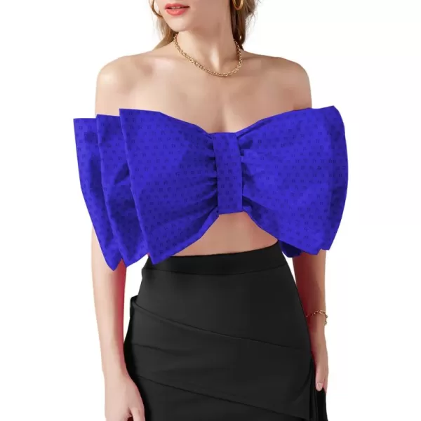 LYANER Women's Sexy Layer Bow Tie Tube Crop Top Sleeveless Strapless Print Party Fluffy Tank Top