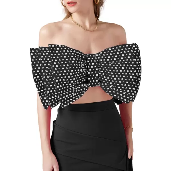 LYANER Women's Sexy Layer Bow Tie Tube Crop Top Sleeveless Strapless Print Party Fluffy Tank Top