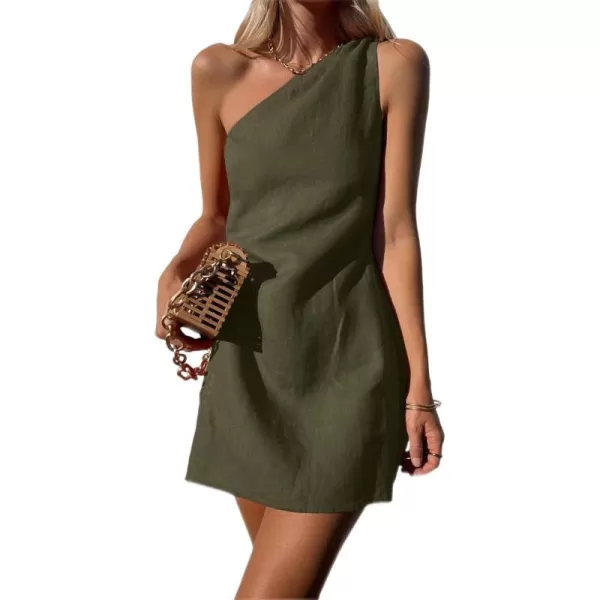 LYANER Women's Sexy One Shoulder Sleeveless Bodycon Short Club Party Dress