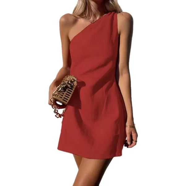 LYANER Women's Sexy One Shoulder Sleeveless Bodycon Short Club Party Dress