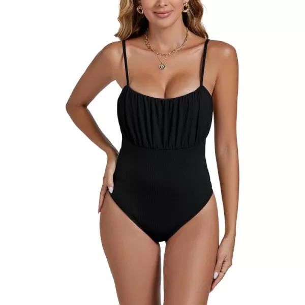LYANER Women's Sexy Square Neck Sleeveless Ruched Bust Backless Going Out Tank Bodysuit Tops