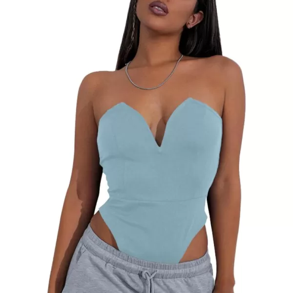 LYANER Women’s Sexy Sweetheart Neck Sleeveless Tube Tops Strapless Bustier Corset Bodysuit Top
