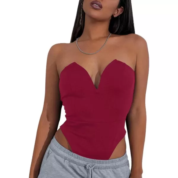 LYANER Women’s Sexy Sweetheart Neck Sleeveless Tube Tops Strapless Bustier Corset Bodysuit Top