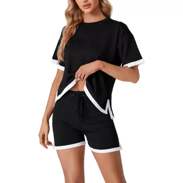 LYANER Women’s Short Sleeve Pajamas with Shorts Sleepwear Loungewear Pjs Set