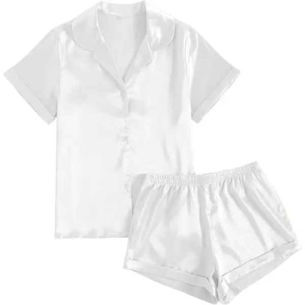 LYANER Women's Sleepwear Satin Silky Short Sleeve Top with Shorts Pajama Set