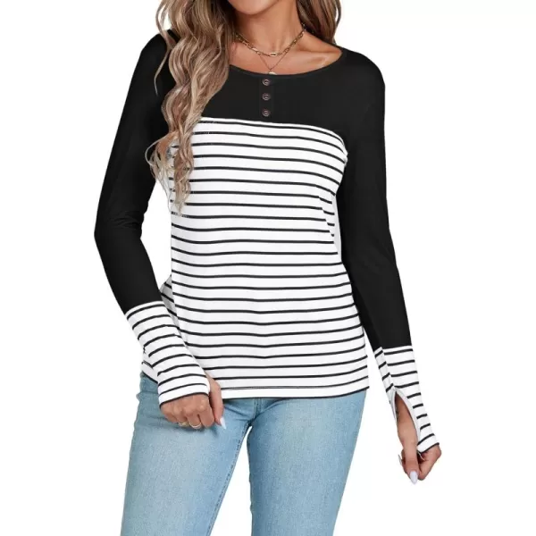 LYANER Women's Soft Long Sleeve Crew Neck Thumb Holes Sweatshirts Tunic Tops