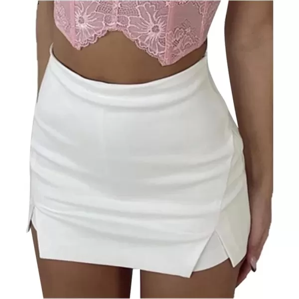 LYANER Women's Split Front High Waist Zip Up Skort Mini Bodycon Culottes Skirt