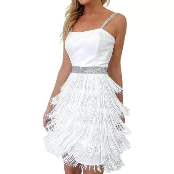 LYANER Women's Strappy Layered Fringe Cami Midi Dress Sleeveless Tassels Flapper Dresses
