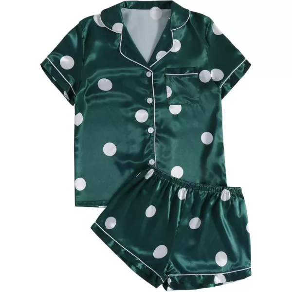 LYANER Women's Striped Silky Satin Pajamas Short Sleeve Top with Shorts Sleepwear PJ Set