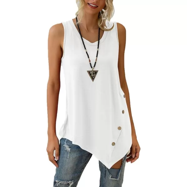 LYANER Women's Summer Loose Crewneck Asymmetrical Hem Sleeveless Tank Top Shirt