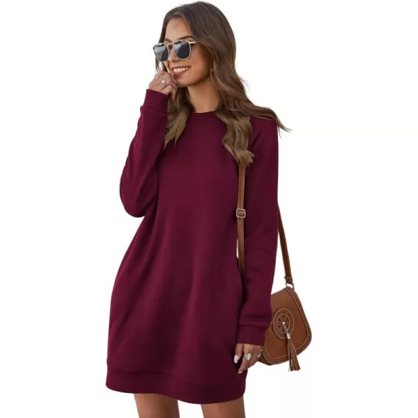 LYANER Women's Sweatshirt Dress Crewneck Long Sleeve Loose Fit Mini Sweat Shirt Dress with Pockets
