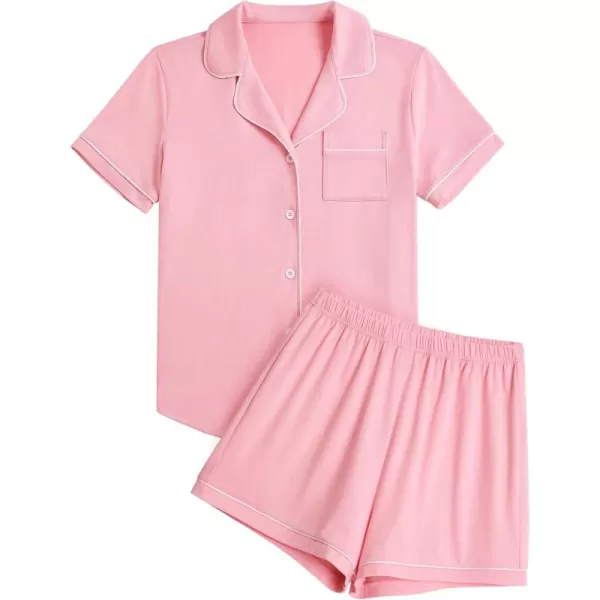 Women's Pajama Sets Button Down Short Sleeve Shirt &amp; Shorts Lounge Sets Nightwear