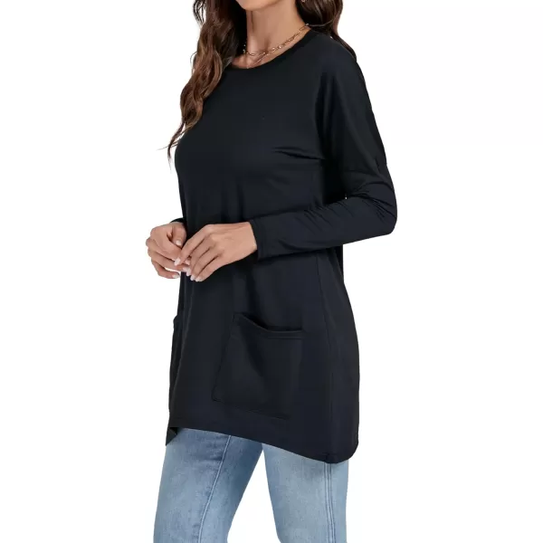 LYANER Women's 2024 Crew Neck Long Sleeve T-Shirts Loose Blouse Casual Tunic Tops for Leggings with Pocket