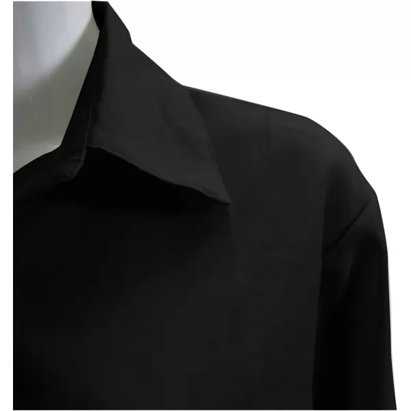 LYANER Women's Collar V Neck Belted High Low Roll Half Sleeve Pocket Front Office Mini Dress