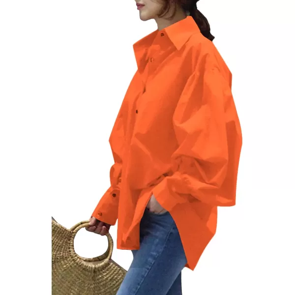 LYANER Women's Collar V Neck Lantern Long Sleeve Blouse Button Dwon Loose Shirt Top