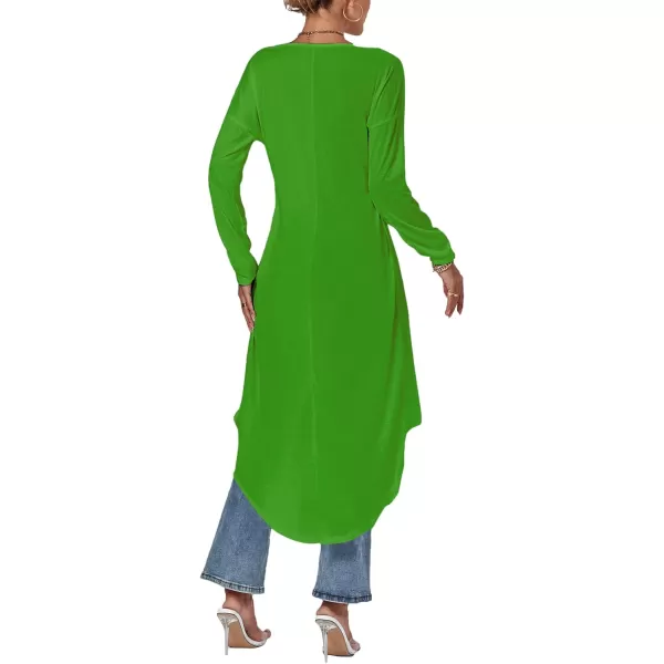 LYANER Women's High Low Long Sleeve Wrap Front Split Hem Long Shirt Blouse Tunic Top