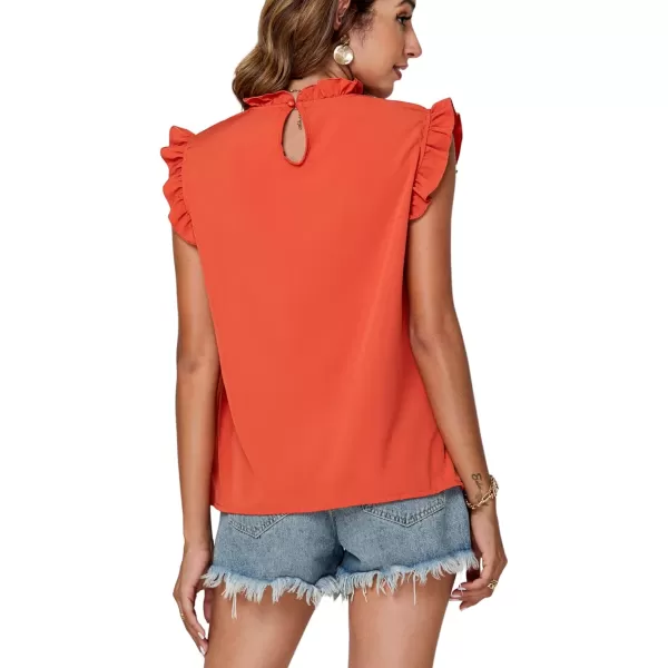 LYANER Women's Smock Neck Pleated Ruffle Tirm Cap Sleeve Work Blouse Shirt Sleeveless Top