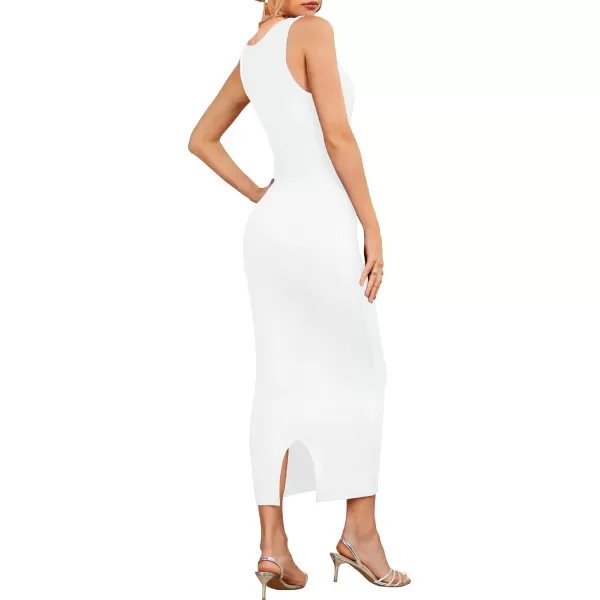 LYANER Women's Square Neck Strap Split Back Sleeveless Bodycon Cocktail Party Long Tank Dress