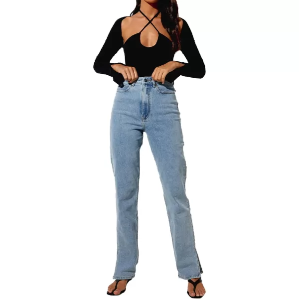 LYANER Women's Criss Cross Halter Neck Cut Out Long Sleeve Ruched T-Shirt Tee Top