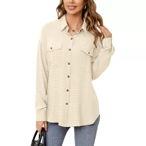 LYANER Women's Casual Collar Button Down Long Sleeve Pocket Top Blouse Shirt